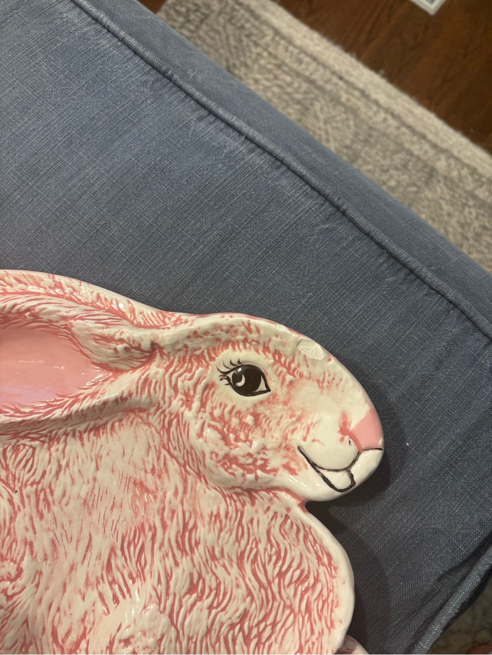 Handcrafted Pink & White Bunny Decorative Tray - Home Accents - Picture 4 of 4